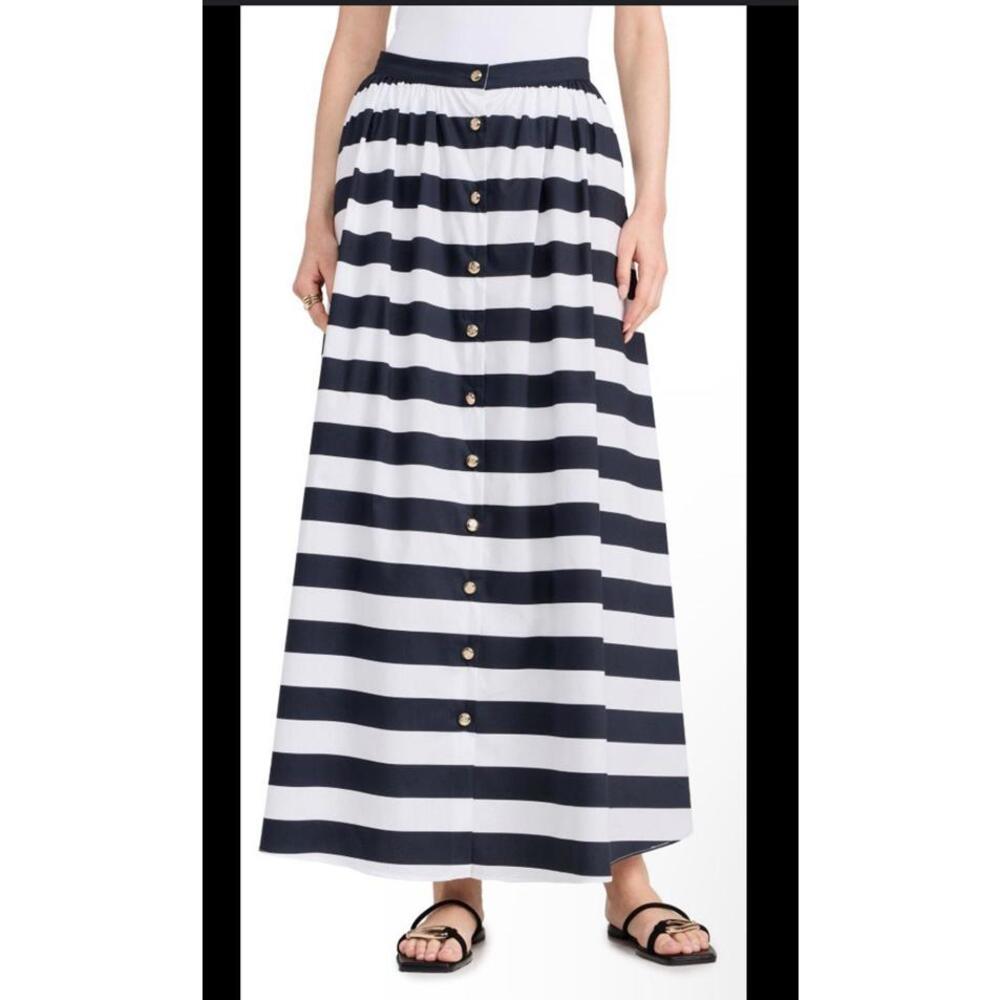 Caroline Constas Women XXS Lizette Gold Button Maxi Skirt - MSRP $380